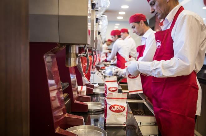 Coffee being served at an Al Ameed store